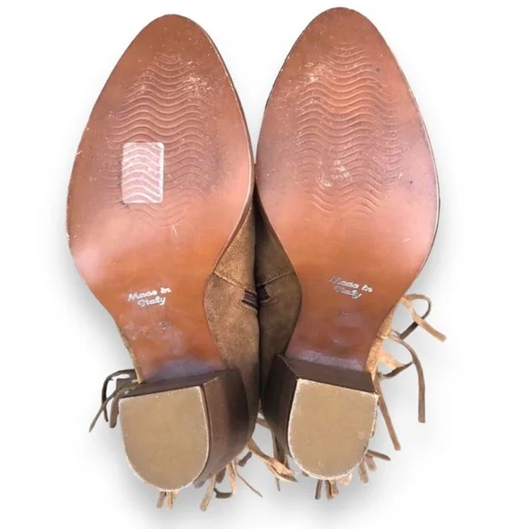 Andre Assous Fringe Suede Heeled Ankle Boots Size 7 US / 37 EU - Picture 6 of 10